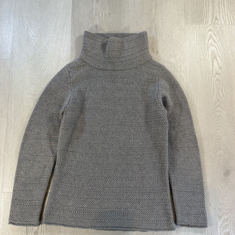 N.PEAL Gray Cashmere Cable Knit Turtleneck Pullover Sweater Womens Size M